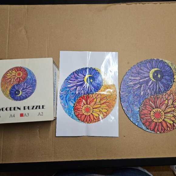 CRAFT HUB Wooden Jigsaw Puzzle A3 84 Pieces | Beautiful Ying Yang 10" Puzzle - Picture 1 of 12